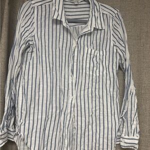 Blue and White Cotton Striped Women’s Shirt